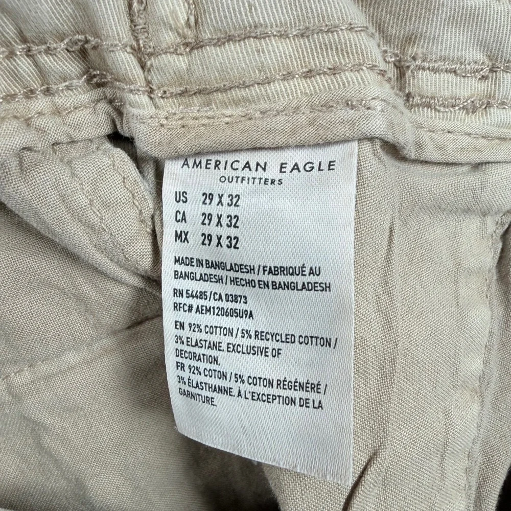 Y2K American Eagle Mens‎ Cargo Pants 29x32 (30x29) Original Straight Khaki Tan